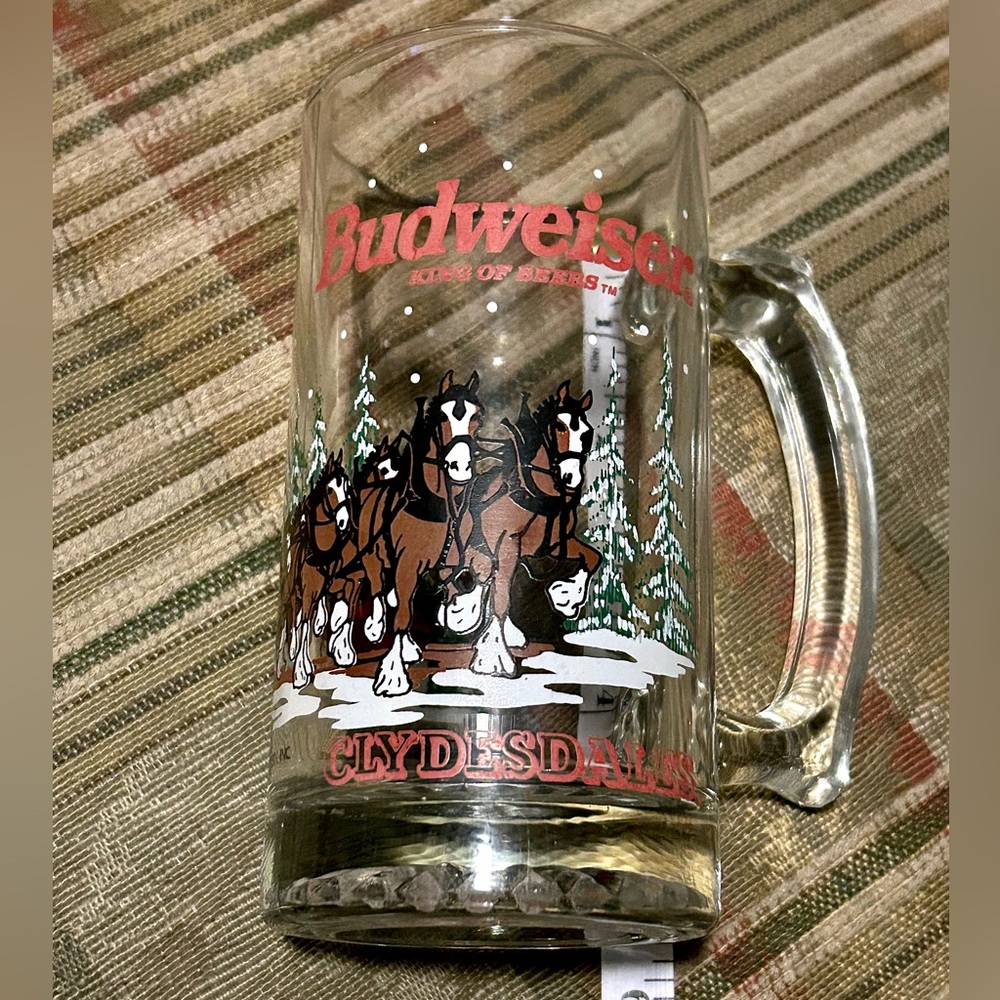 1989 Budweiser King of Beers Clydesdales Beer Stein | Glass Beer Mug